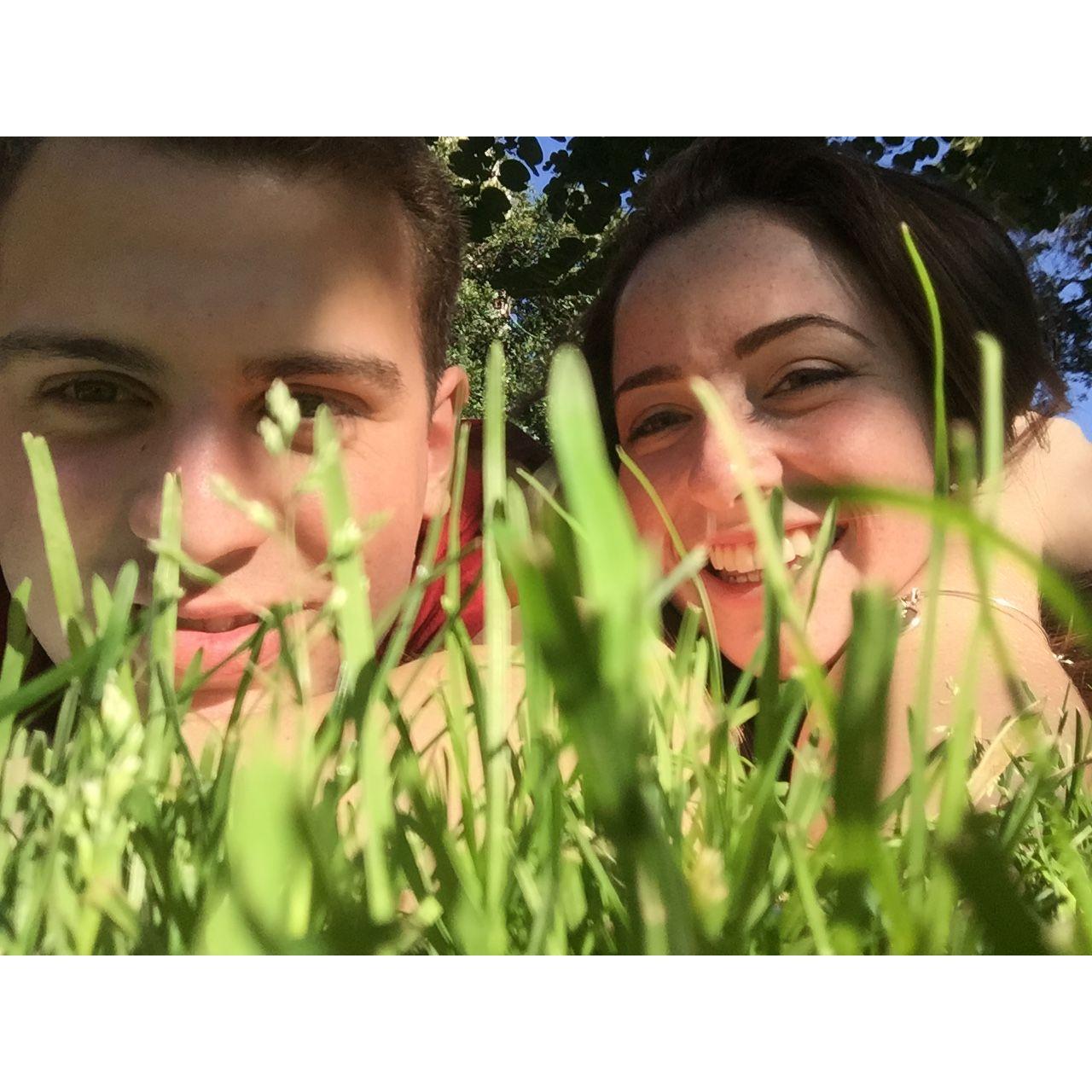 February 2015: Grace and Stephen often celebrated the warm weather with a picnic in the quad or the nearby rose garden.