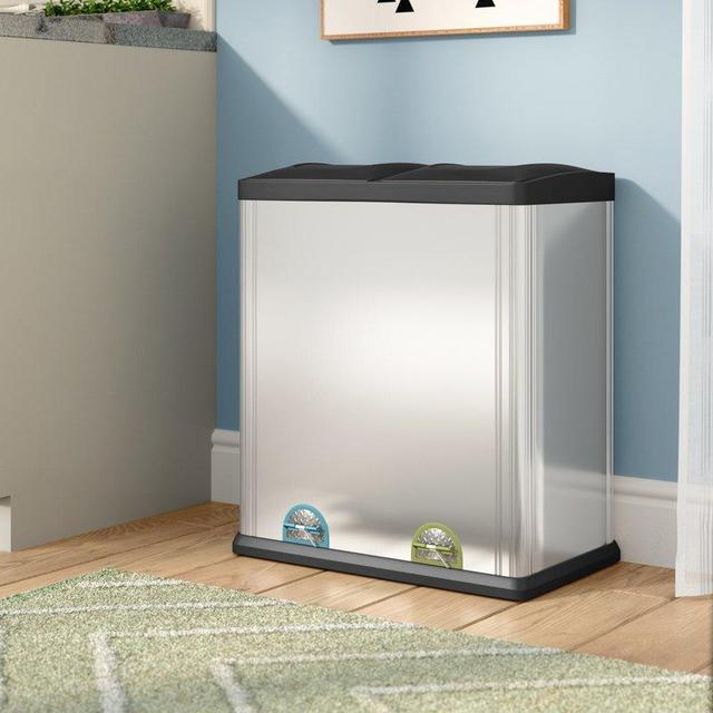 Stainless Steel 15.85 Gallon Step On Multi Compartments Recycling Bin