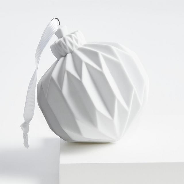 White Ceramic Ribbed Onion Ornament
