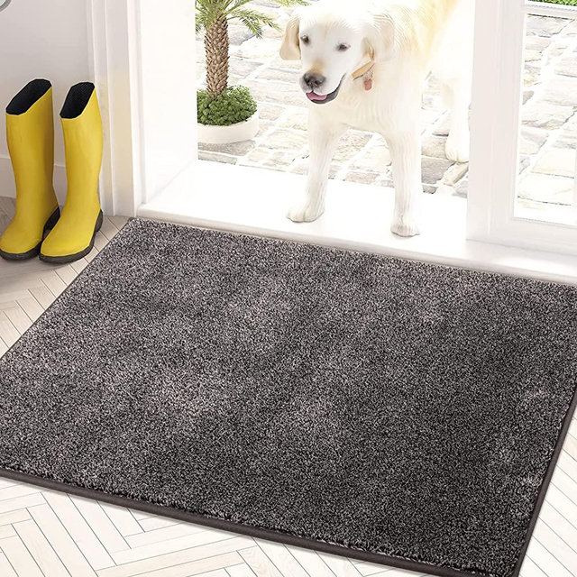 PURRUGS Dirt Trapper Door Mat 19.5" x 31.5", Non-Slip Machine Washable Entrance Rug, Shoes Scraper, Dog Door Mat, Super Absorbent Welcome Mat for Front Door, Back Door, Entry, Muddy Wet Shoes and Paws