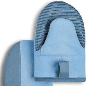 KitchenAid Beacon Two-Tone Non-Slip Mini Oven Mitt Set of 2 - Blue Velvet/Blue Heaven