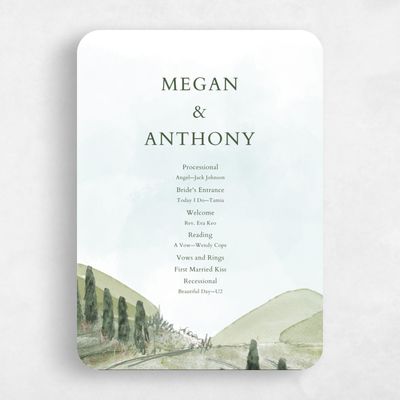 Green Rounded Wedding Program - Oakhurst