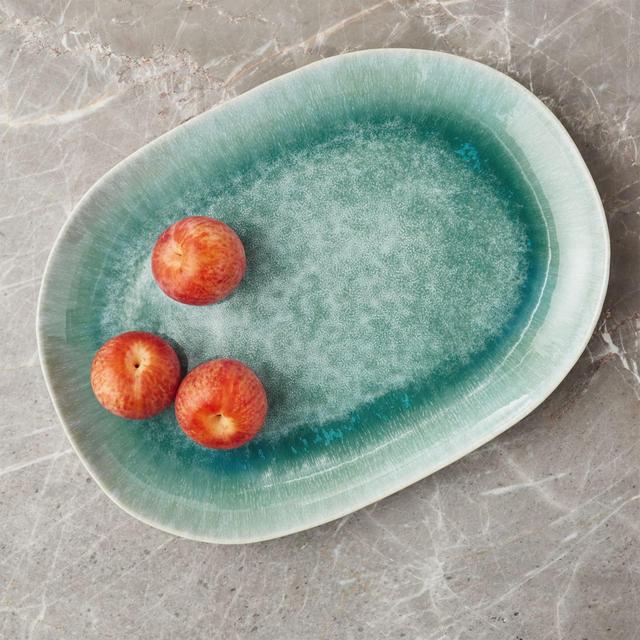 Caspian Aqua Reactive Glaze Oval Platter