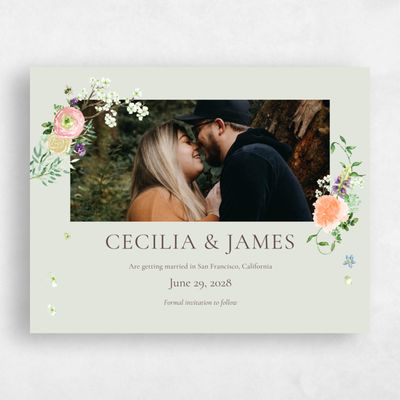 Lightest Green Wedding Save the Date - Rosalind Photo