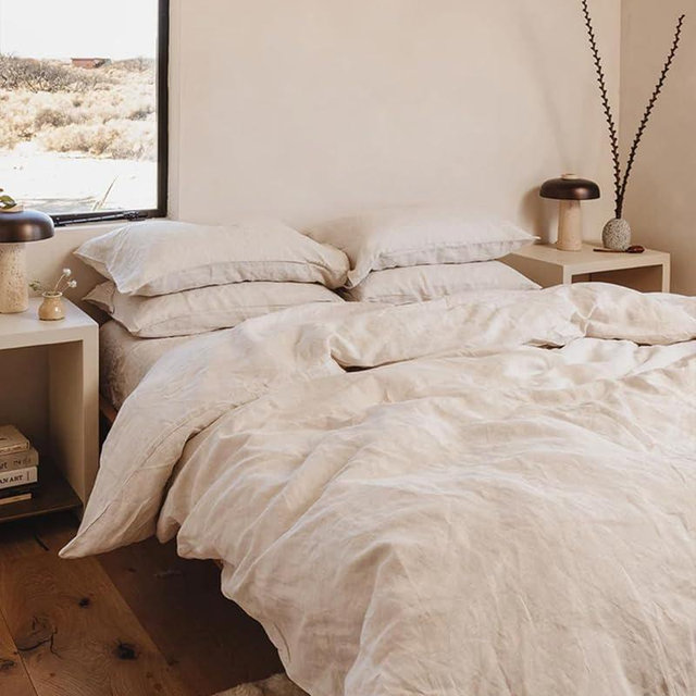 Bed Threads - Linen Duvet Cover - 100% French Flax Linen - 170 GSM - Luxury Duvet Cover - Eco-Friendly - Breathable, Durable & Soft - with Button Closures - Machine Washable - Full/Queen - Oatmeal