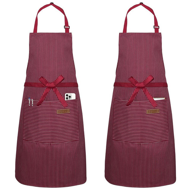 Serrenf 2 Pack Apron, Cooking Kitchen Aprons, Adjustable Bib Apron with 2 Pockets for Men Women Chef Apron