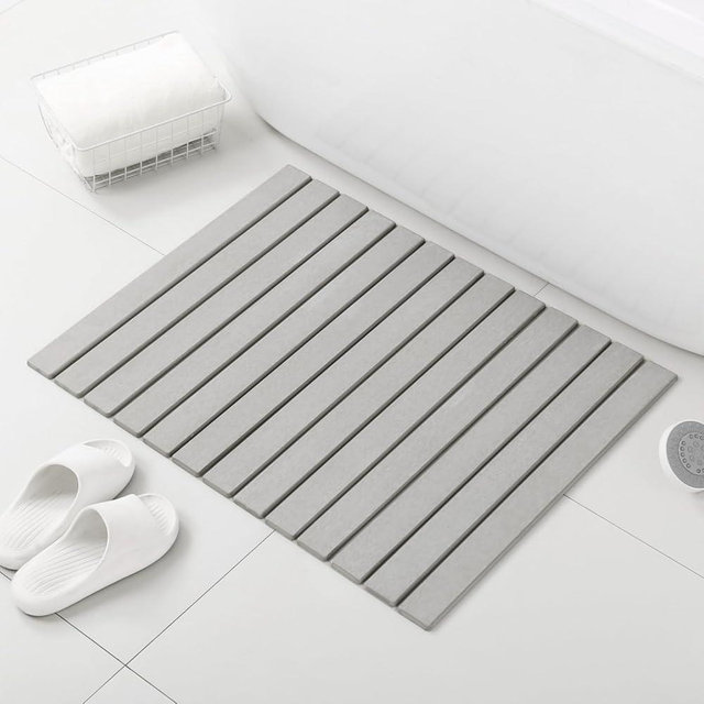 Large Stone Bath Mat, Super Absorbent Diatomaceous Earth Shower Mat, Non-Slip Stone Bath Mats for Bathroom Large, Quick Drying Dish Mat, Luxury Bathroom Floor Mat, Rollable & Foldable, 31"x 23" Gray