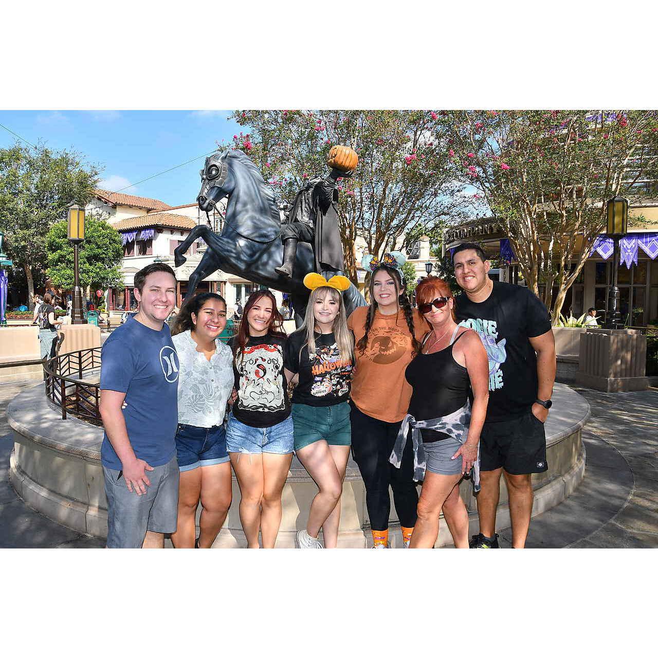 An awesome group of friends at Oogie Boogie Bash during Halloween time in California Adventure