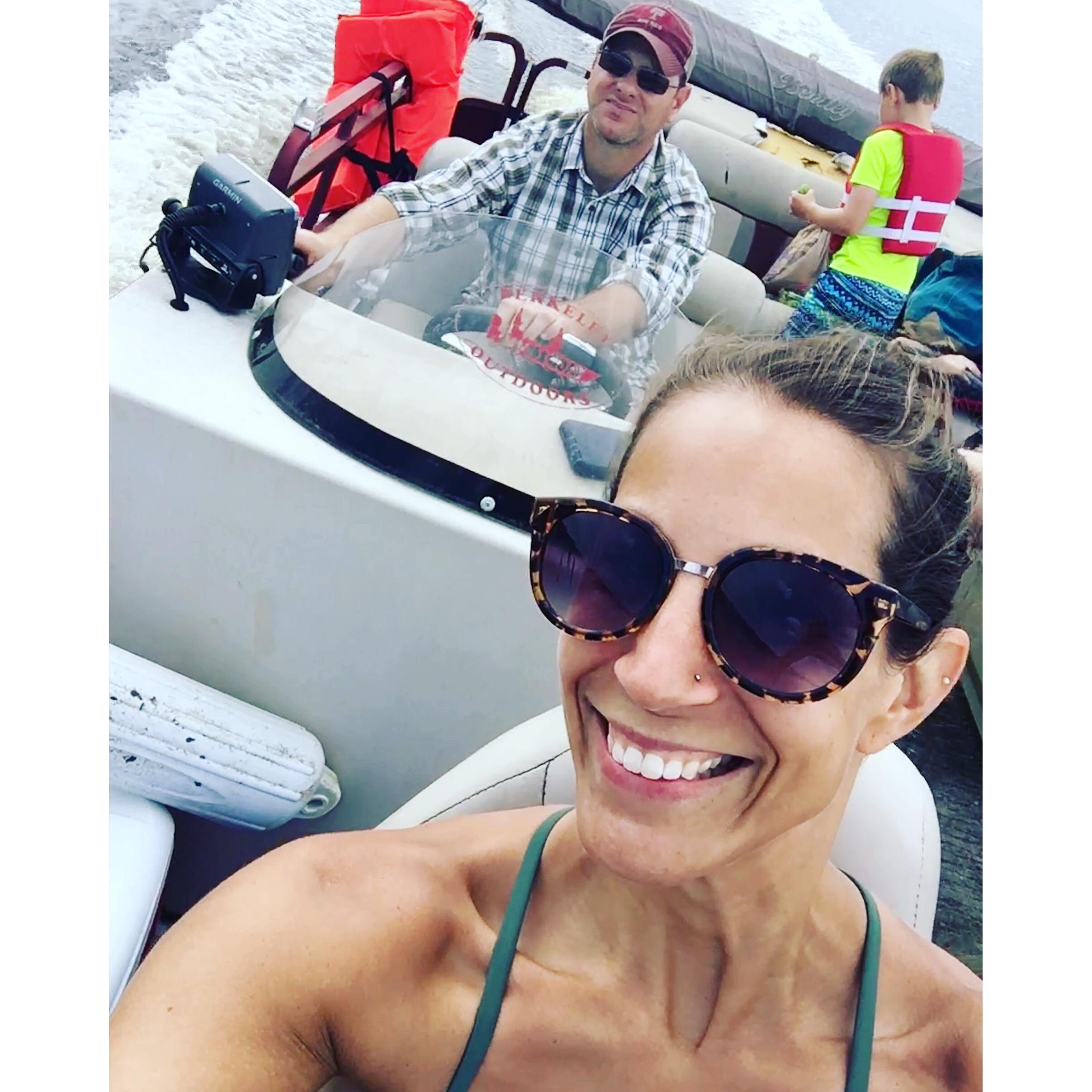 Having fun on Nathan's dad's old boat.