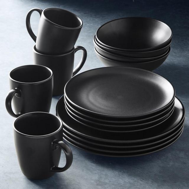 Open Kitchen by Williams Sonoma Matte 16-Piece Dinnerware Set, Black
