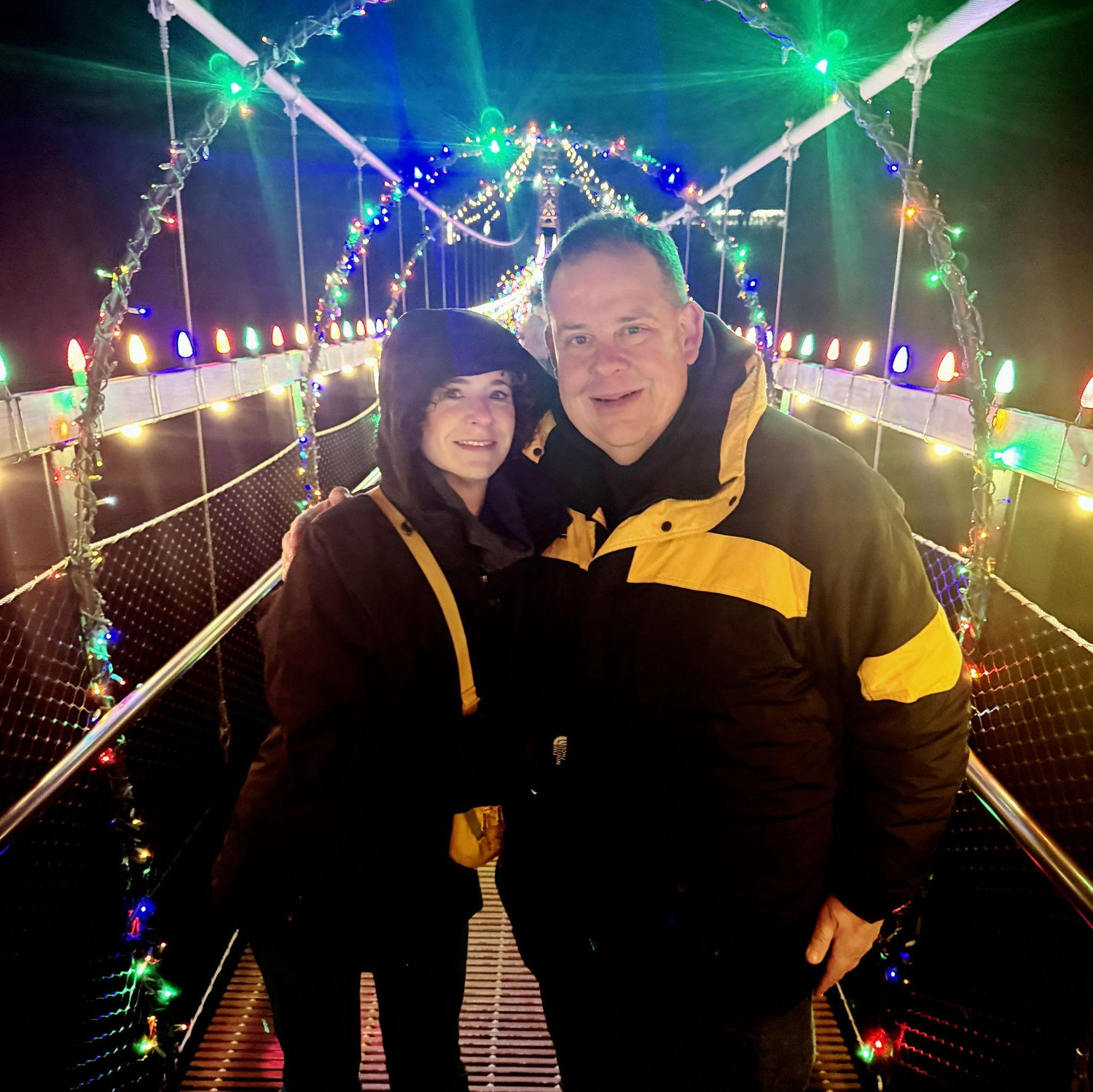 Boyne Mountain Sky Bridge - Andrea may have been wearing her engagement ring ahead of the proposal in this pic - just to see that it fit correctly!