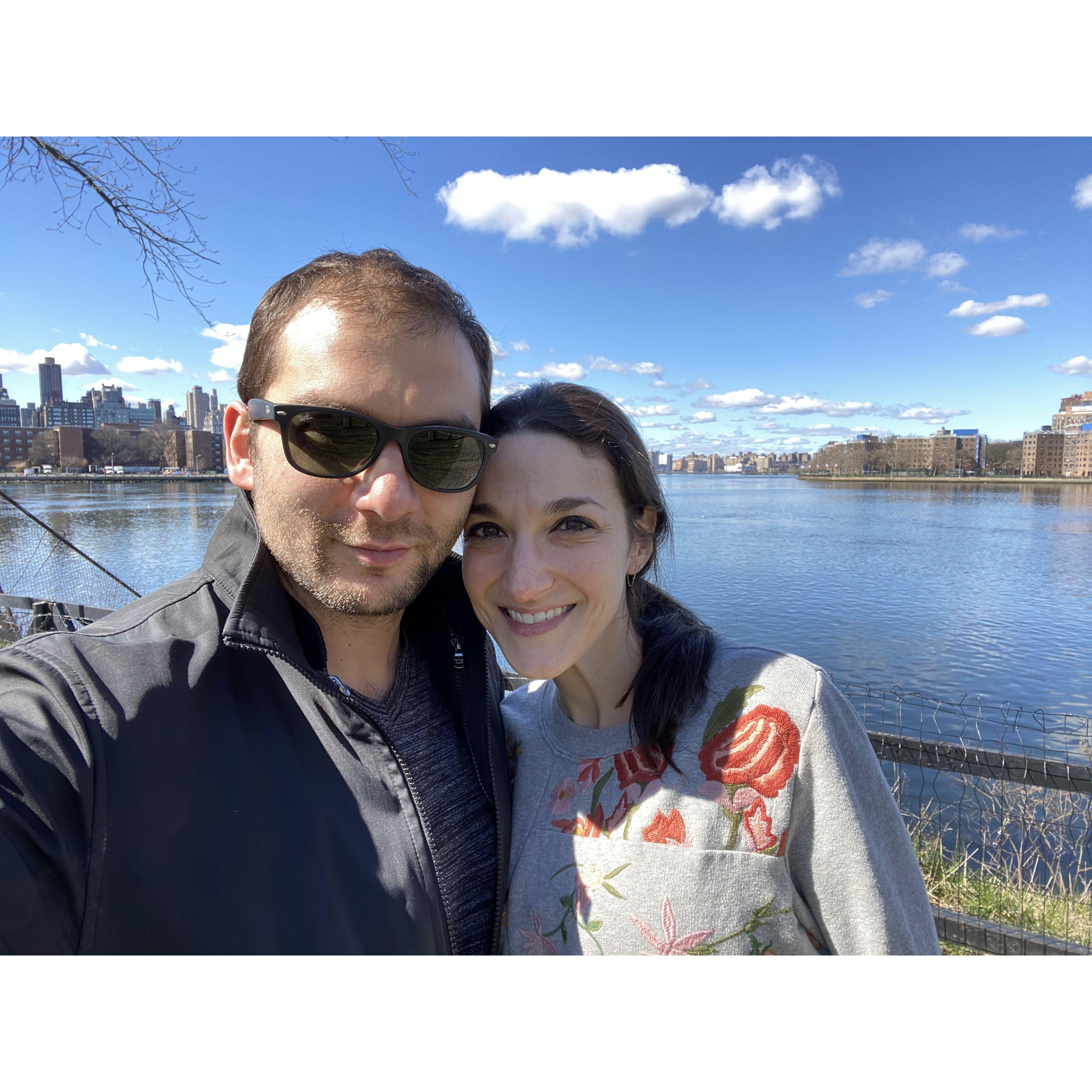 Our first photo together, in Astoria's Socrates Sculpture Garden, March 2020