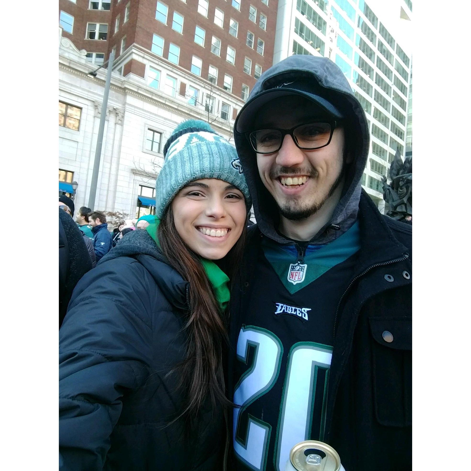 At the Eagles parade after they won the Super Bowl - February 2018