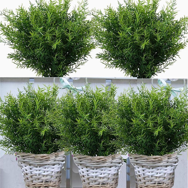 Toprooms Outdoor Faux Plants Greenery Artificial Flowers Fake Boxwood Shrubs UV Resistant Plastic Plant for Farmhouse Garden Porch Patio Indoor Wedding Decoration (1#Outdoor Greenery, 12 Pcs)