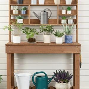 Kubilay Fir Potting Bench with Display Rack