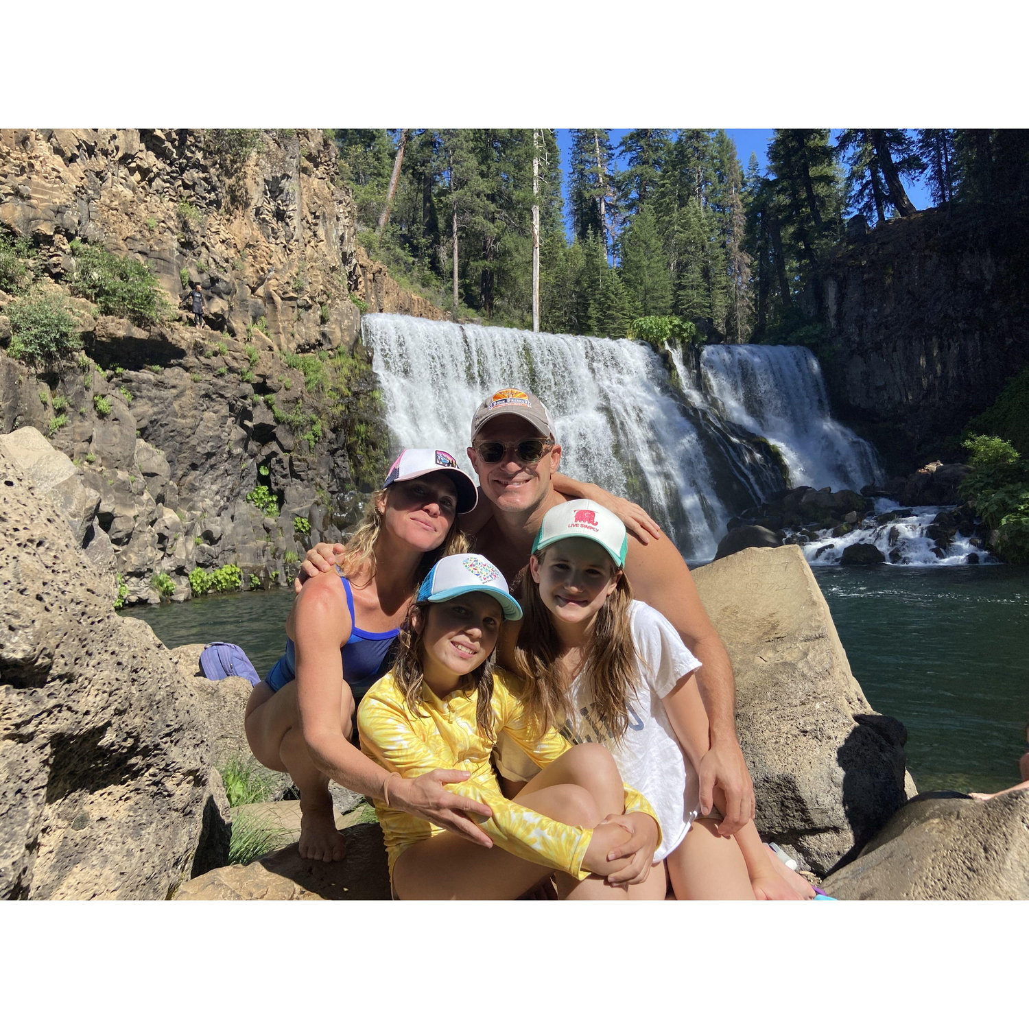 Our beautiful family in Mt Shasta, CA! At one of our favorite waterfalls!