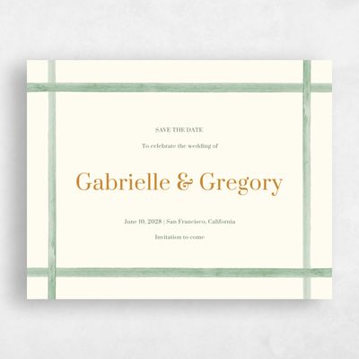 Celadon Green Wedding Save the Date - Harbor Landscape
