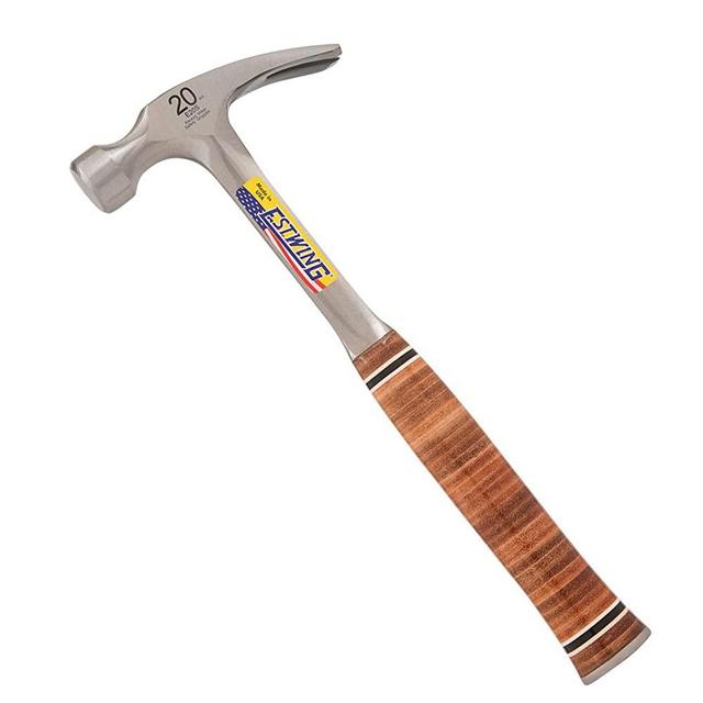 Estwing Hammer - 20 oz Straight Rip Claw with Smooth Face & Genuine Leather Grip - E20S