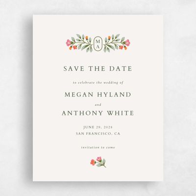 Beige Fall Wedding Save the Date - Blume Portrait