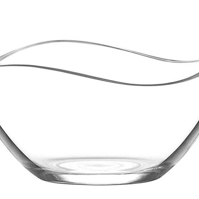 Vikko Glass Serving Bowl, 63.5 Ounce | Beautiful Wavy Design – Thick and Durable – For Salads, Desserts, Fruit, and More – Microwave and Dishwasher Safe Glass Serving Bowl – 8.2” x 4.5”