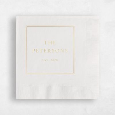 White Wedding Napkin - Classic Border