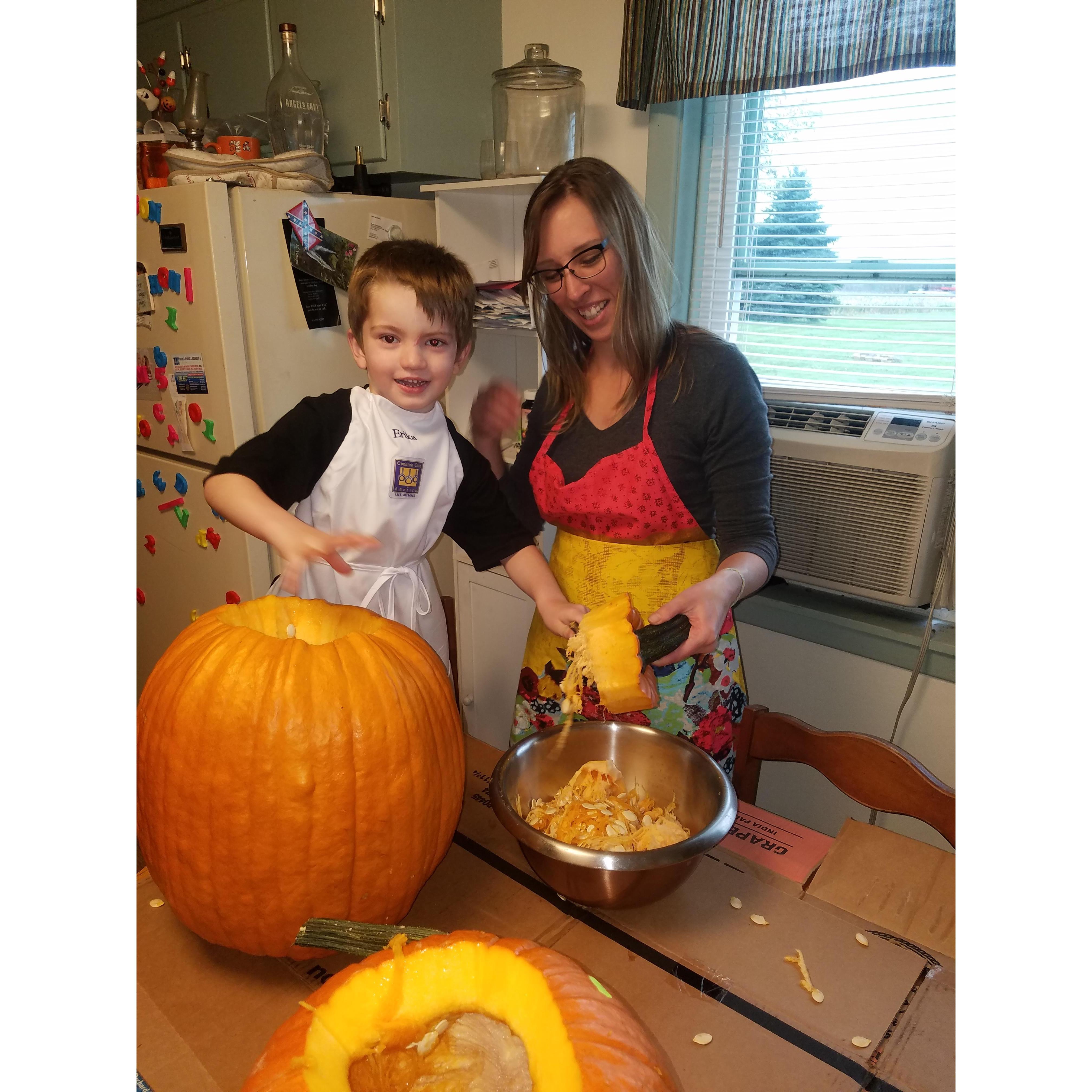 Our first time carving pumpkins together.