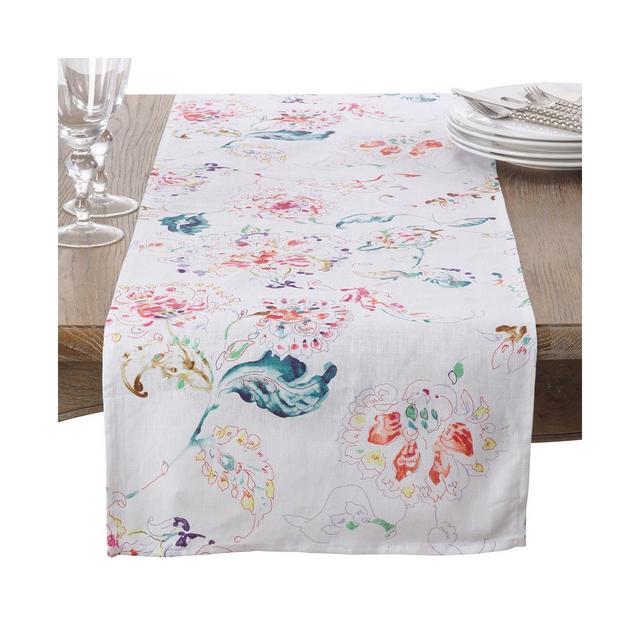 Saro Lifestyle Primavera Collection Printed Floral Design Table Runner