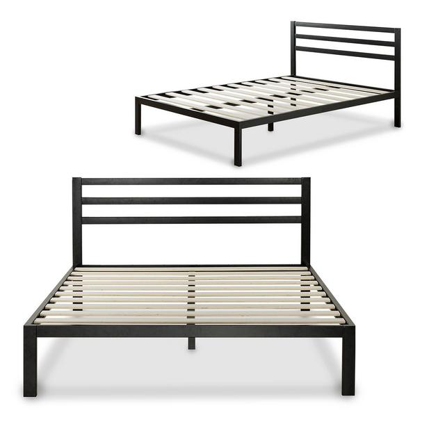 Zinus Modern Studio 14 Inch Platform 3000H Metal Bed Frame / Mattress Foundation / Wooden Slat Support / with Headboard, Queen