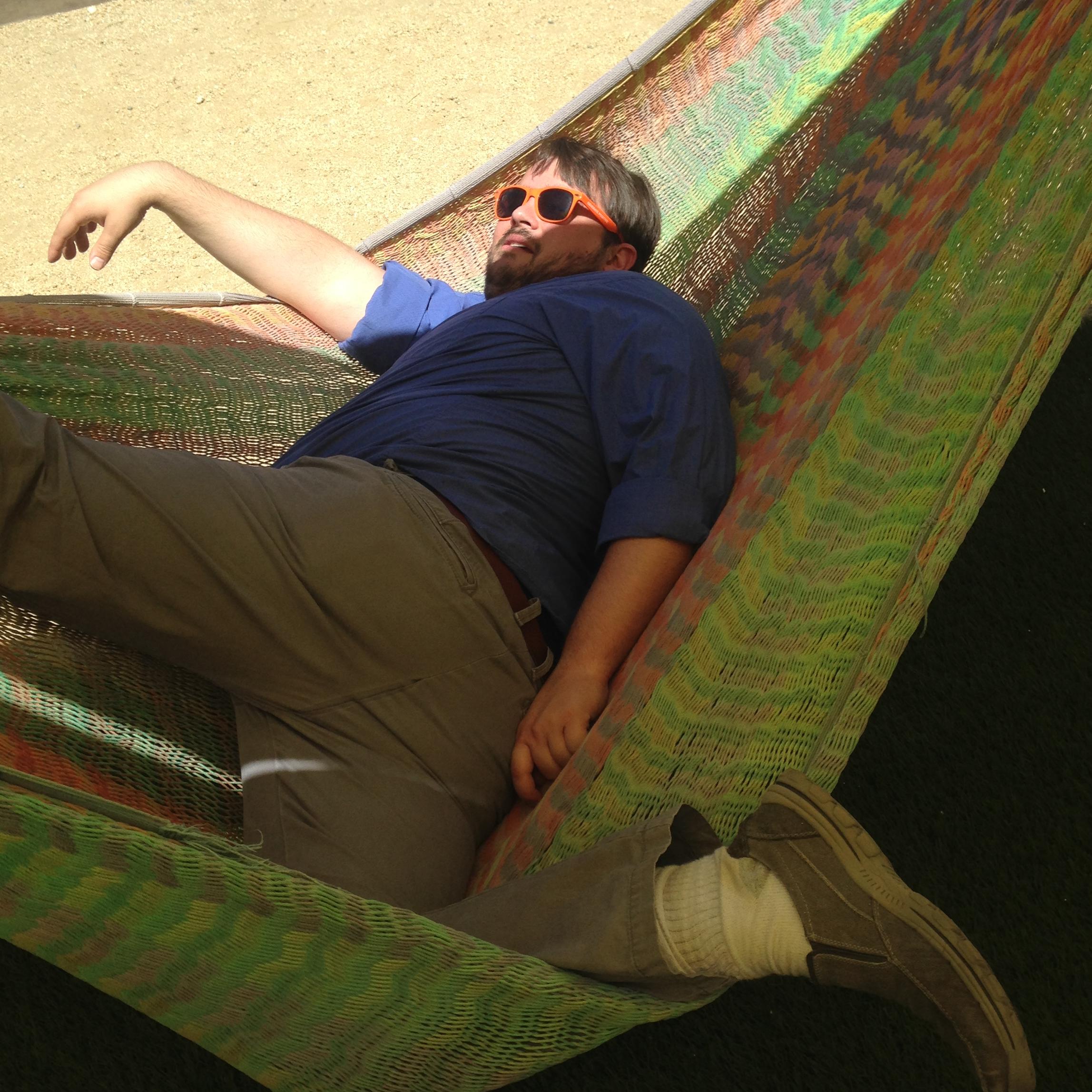 Babe trying to get out of the hammock