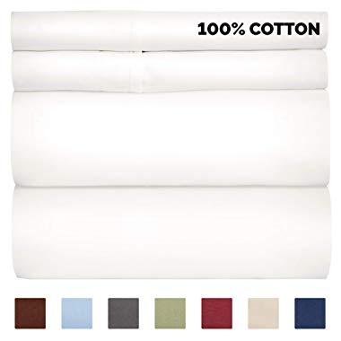 100% Cotton Sheets - King Size Cotton Sheets - 400 Thread Count King Size Sheets - Long Staple King Cotton - 400 TC King Sheet Set - Cotton King Bed Sheet Set - Pure Cotton King - High Thread Count