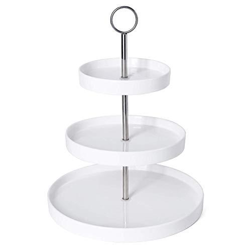 Sweese 734.101 3-Tier Porcelain Cupcake Stand, Tiered Dessert Stand, Cake Stand - White Porcelain Round Plates for Tea Party Wedding Baby Shower Buffet Server