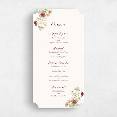 Beige Ticket Wedding Menu - Monaco