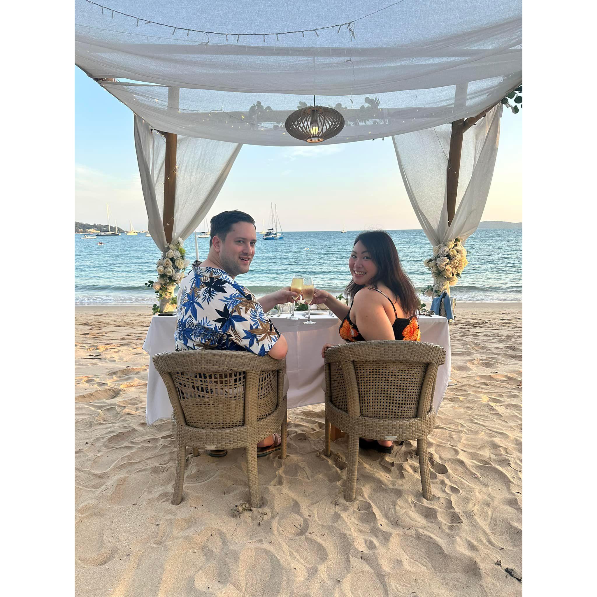 Romantic dinner by the beach in Phuket