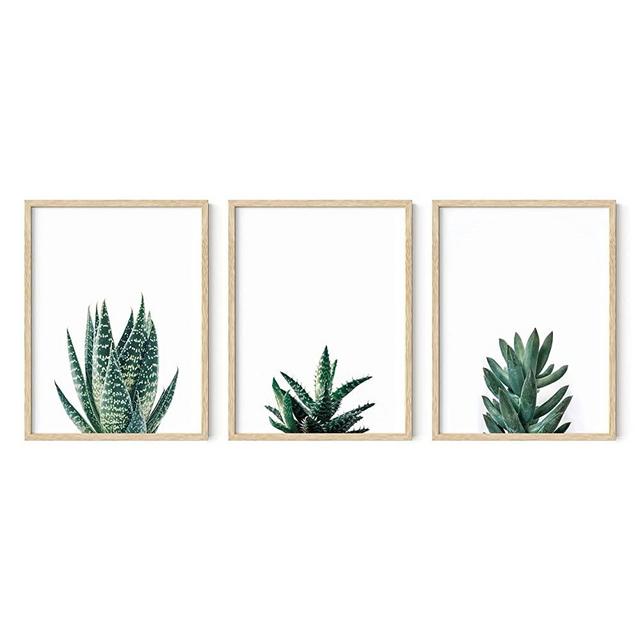 HAUS AND HUES Cactus Wall Art Succulent Framed Set of 3 - Plant Art Framed, Succulent Pictures Wall Decor, Botanical Artwork for Bedroom, Succulent Couch Set of 3 (12"x16" - Framed Beige)