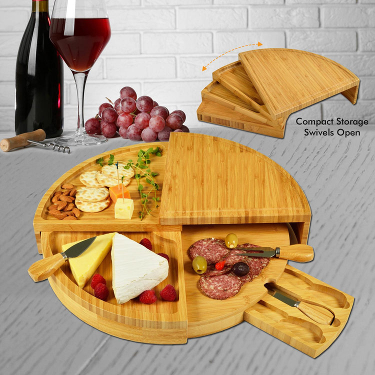 Picnic at Ascot, Multi Level Engraved 4-Piece Charcuterie Board