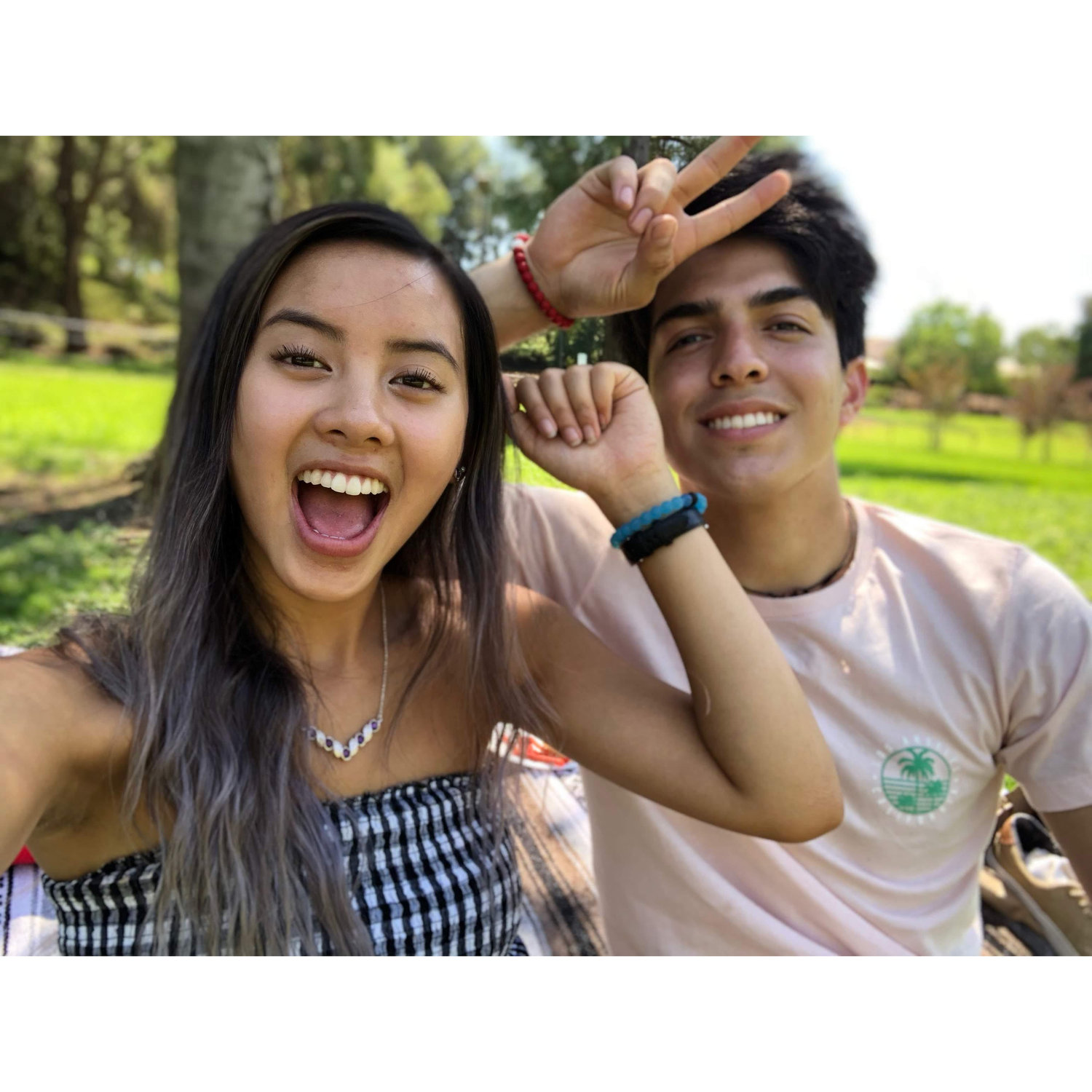July 10, 2018 - Showing off their matching Lokai bracelets on a park date. This was also the day Nathen first said "I love you" to Michelle.