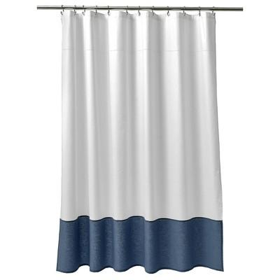 Oxford Stitch Shower Curtain White/Blue - Fieldcrest®