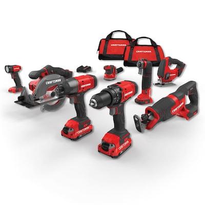 CRAFTSMAN V20 8-Tool 20-Volt Max Power Tool Combo Kit with Soft Case (2-Batteries Included and Charger Included)