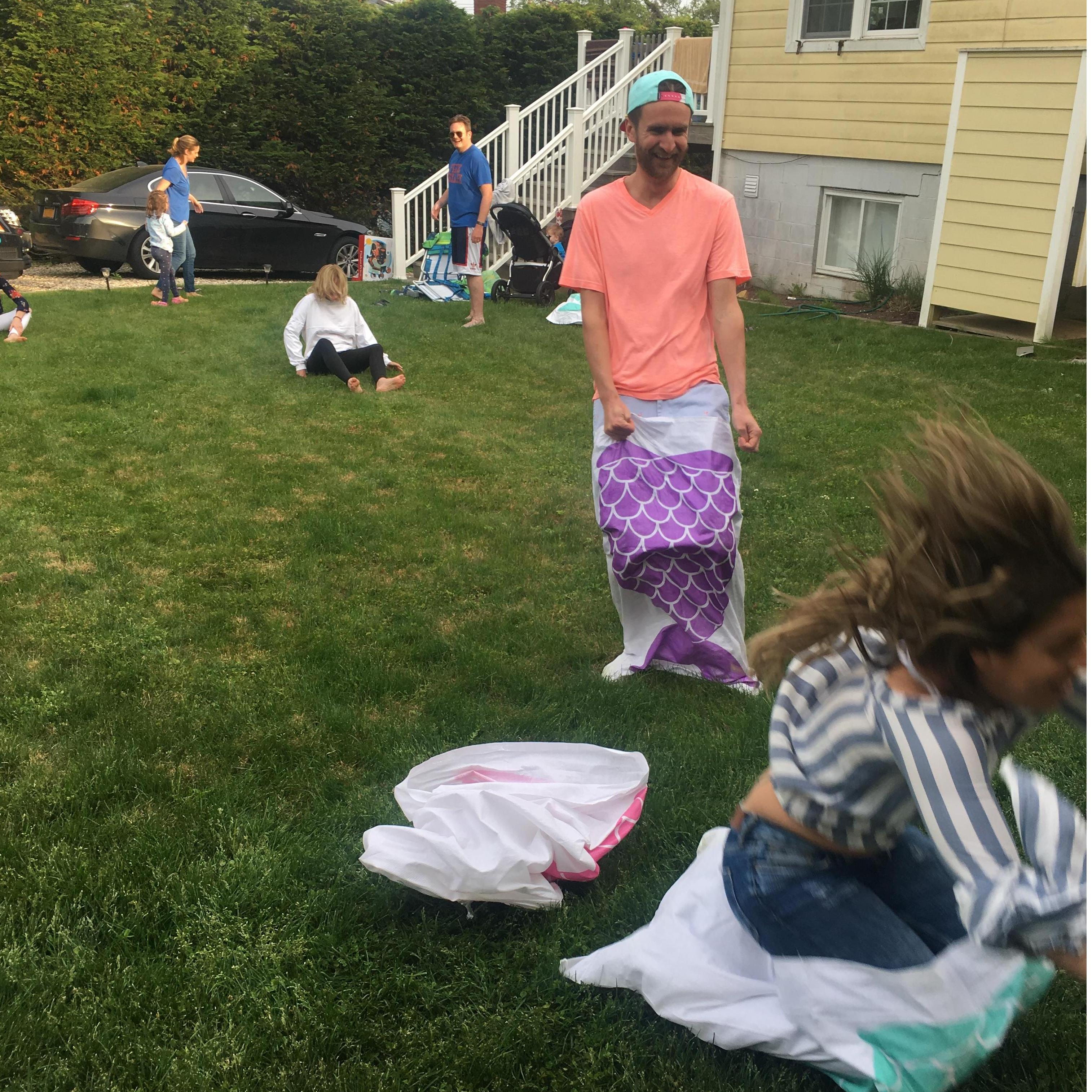 Potato sack race Jess WON! (despite what it might look like)