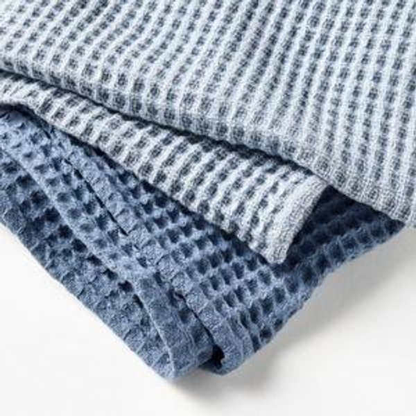 3pc Waffle Kitchen Towels Blue - Figmint™