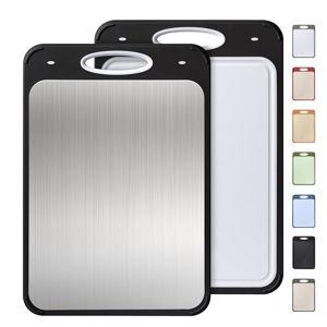 2 in 1 Stainless Steel Cutting Board with Handle Extra Large Non Toxic Cutting Boards for Kitchen Wedding Day Engagement Hostess Couple Newly Wed House Christmas Married Mrs fiancee Unique Cool Gifts