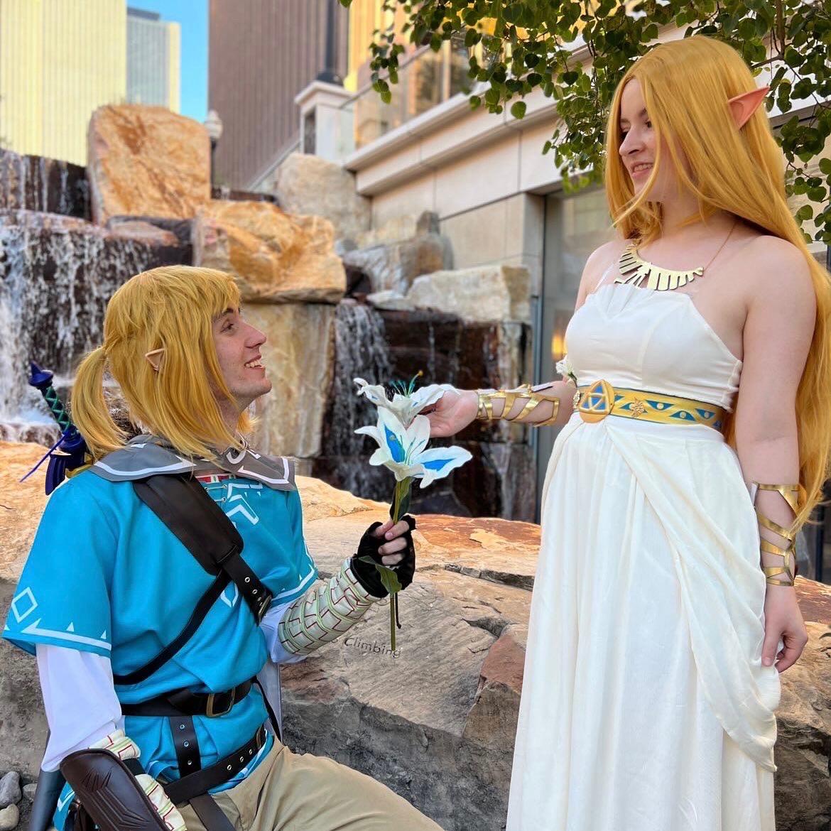 Michael, though he hadn't played the game at this point, dressed as Leticia's knight for her Princess Zelda cosplay.