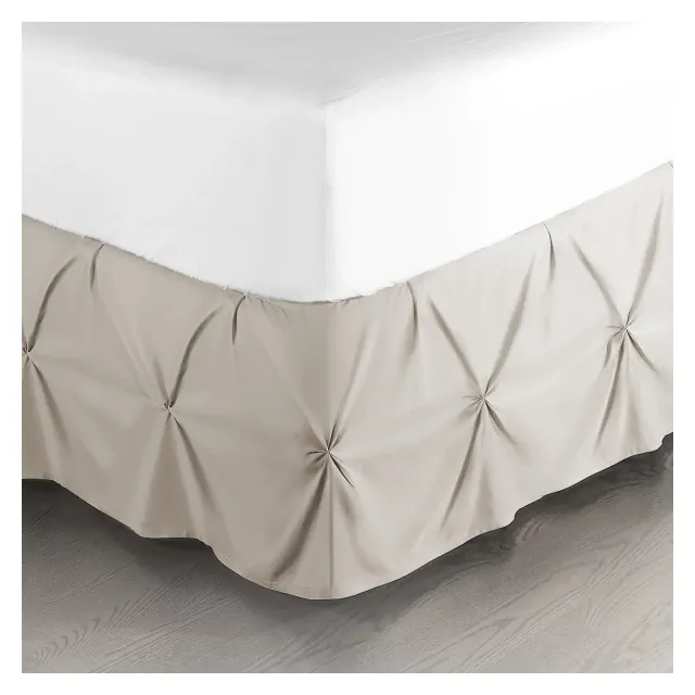 Nestl Linen Bed Skirt Queen Size, Pinch Pleat 14" Drop Bed Skirt, Hotel Quality Microfiber Bed Skirts