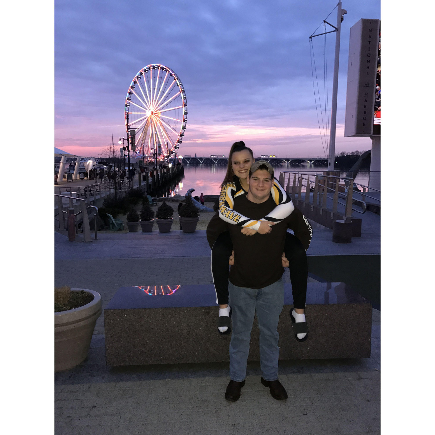 Our first real photo together after I dragged him to a cheer competition!
