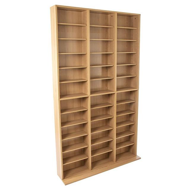 Atlantic Oskar Adjustable Media Cabinet - Holds 1080 CDs, 504 DVDs or 576 Blu-Rays/Games, 30 Adjustable and 6 Fixed Shelves PN38435715 in Maple
