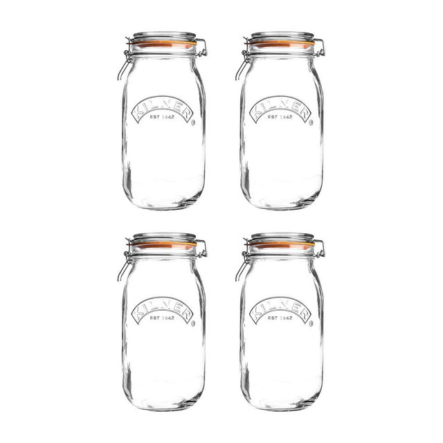 Kilner Round Clip Top Jar, 51 oz, Set of 4