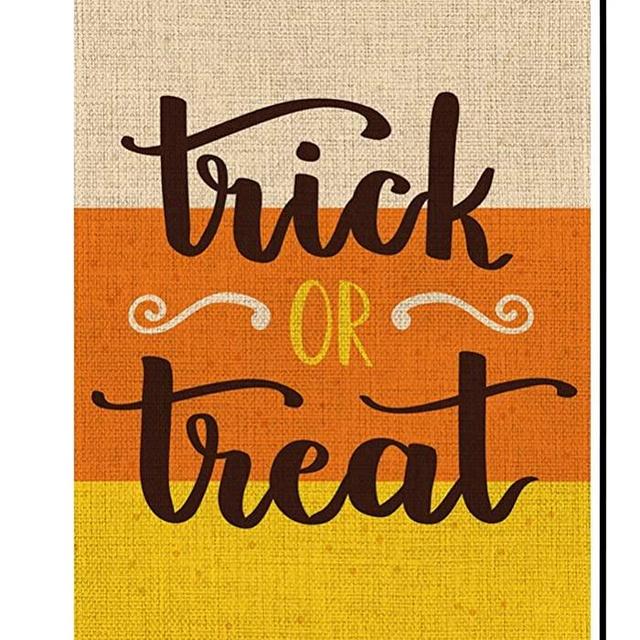 BLKWHT Trick or Treat Garden Flag Vertical Double Sided 12.5 x 18 Inch Halloween Yard Decor