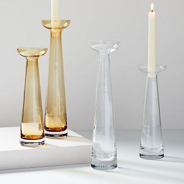 Foundations Glass Candleholders Amber