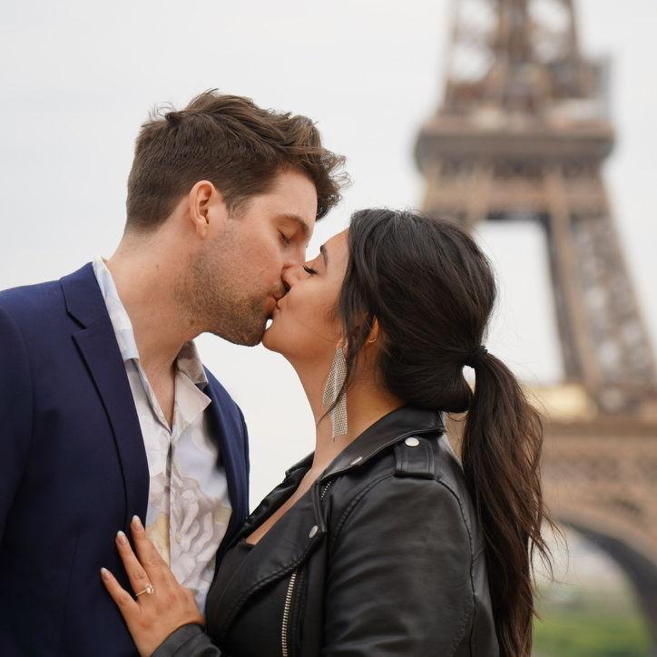 When Kyle proposed, he surprised Savannah with an impromptu photoshoot by the Eiffel Tower.