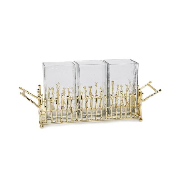 Classic Touch Symmetrical Design Cutlery Holder with 4 Piece Set, 11.5" L